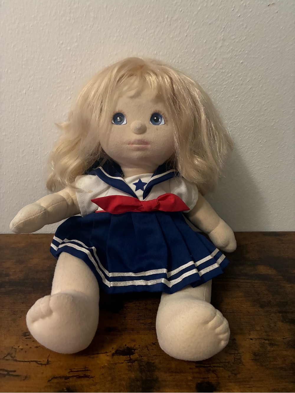 Plush Sailor Dress Doll - Blue and White with Blonde Hair